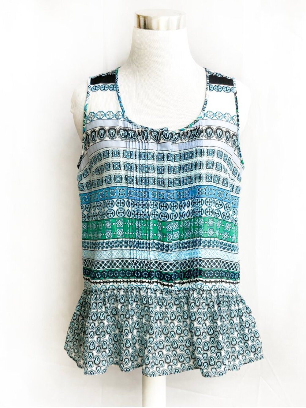 Diane Von Furstenberg Cotton & Silk KENNA Top Pintuck Pleating